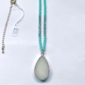 Sandy Beach Authentic Druzy Stone w/ Crystal Bead